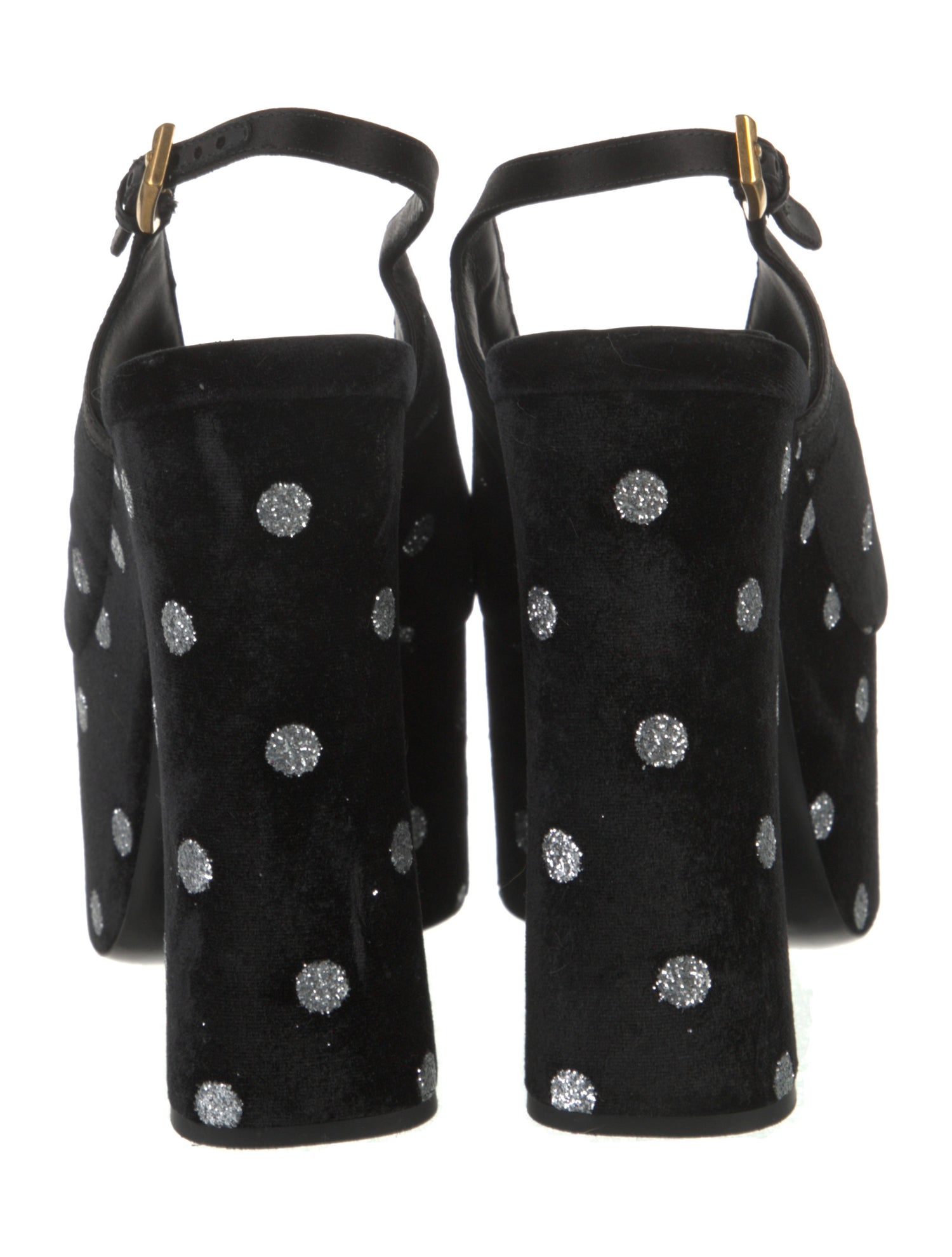Balmain Velvet Polka Dot Print Slingback Pumps